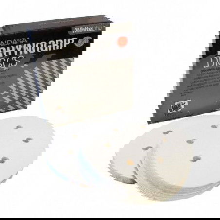 Krążek biały RHYNOGRIP na rzep Indasa 150mm 6otw. P220